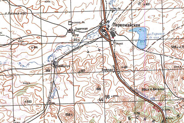 Уменьшенный фрагмент представленной топографической карты N-46-13 - Trasa.ru