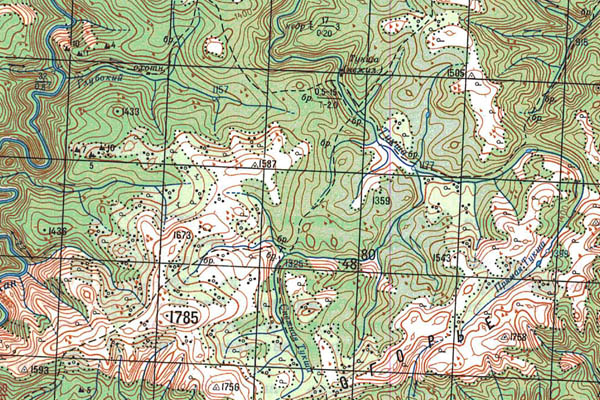 Уменьшенный фрагмент представленной топографической карты N-46-18 - Trasa.ru