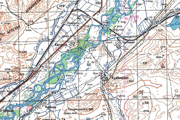 Уменьшенный фрагмент представленной топографической карты N-46-25 - Trasa.ru