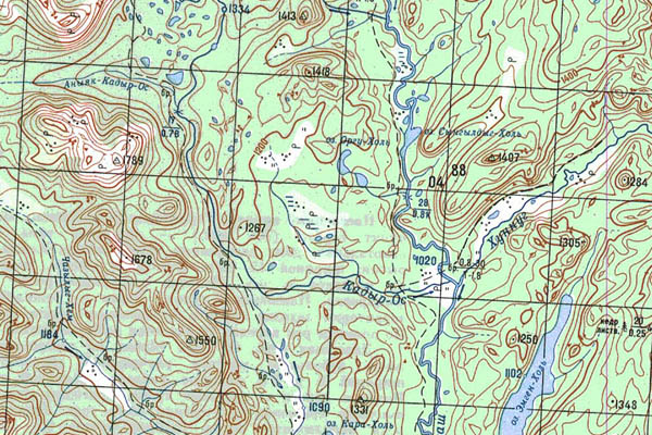 Уменьшенный фрагмент представленной топографической карты N-46-30 - Trasa.ru