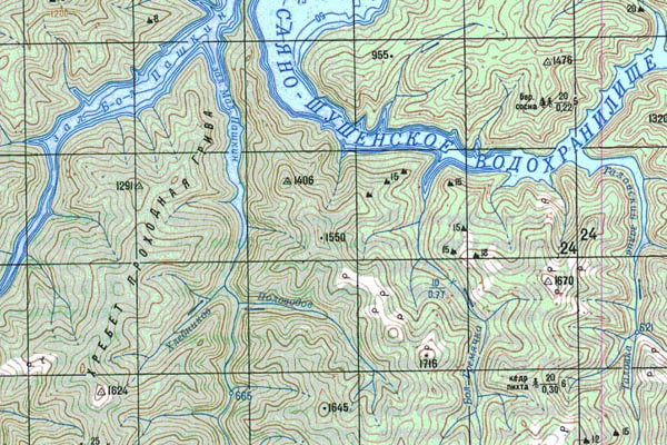 Уменьшенный фрагмент представленной топографической карты N-46-32 - Trasa.ru