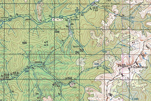 Уменьшенный фрагмент представленной топографической карты N-46-34 - Trasa.ru