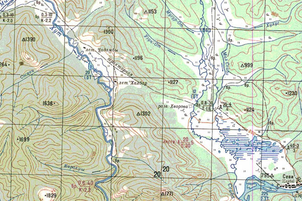 Уменьшенный фрагмент представленной топографической карты N-46-35 - Trasa.ru