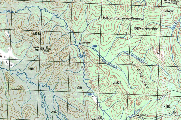 Уменьшенный фрагмент представленной топографической карты N-46-36 - Trasa.ru