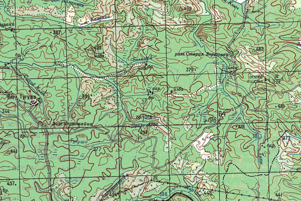 Уменьшенный фрагмент представленной топографической карты N-47-01 - Trasa.ru