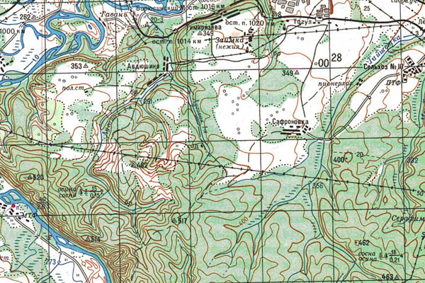 Уменьшенный фрагмент представленной топографической карты N-47-02 - Trasa.ru