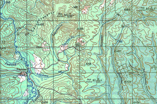 Уменьшенный фрагмент представленной топографической карты N-47-03 - Trasa.ru