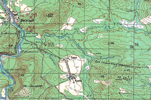 Уменьшенный фрагмент представленной топографической карты N-47-04 - Trasa.ru