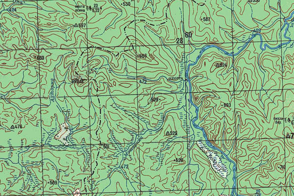Уменьшенный фрагмент представленной топографической карты N-47-07 - Trasa.ru