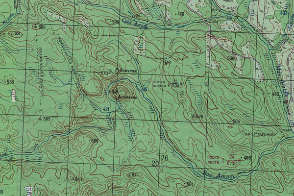 Уменьшенный фрагмент представленной топографической карты N-47-12 - Trasa.ru