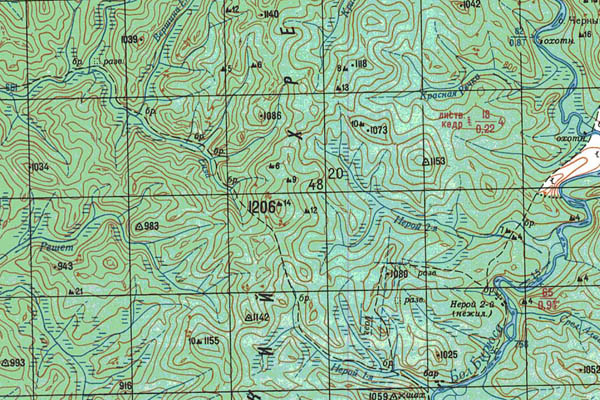 Уменьшенный фрагмент представленной топографической карты N-47-14 - Trasa.ru
