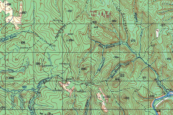 Уменьшенный фрагмент представленной топографической карты N-47-15 - Trasa.ru