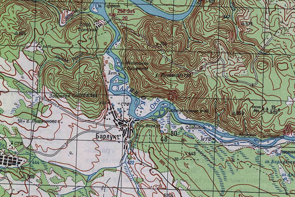 Уменьшенный фрагмент представленной топографической карты N-47-18 - Trasa.ru