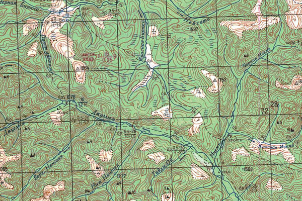 Уменьшенный фрагмент представленной топографической карты N-47-20 - Trasa.ru