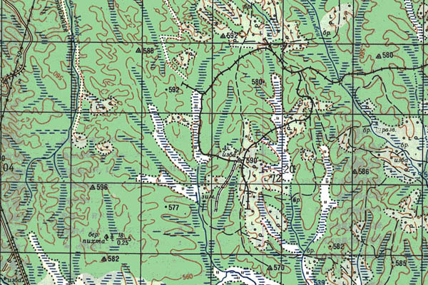 Уменьшенный фрагмент представленной топографической карты N-47-23 - Trasa.ru
