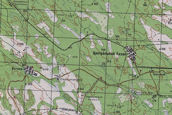 Уменьшенный фрагмент представленной топографической карты N-47-24 - Trasa.ru