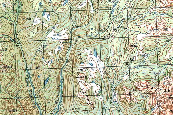 Уменьшенный фрагмент представленной топографической карты N-47-25 - Trasa.ru