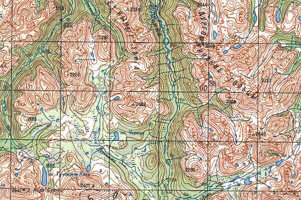 Уменьшенный фрагмент представленной топографической карты N-47-27 - Trasa.ru