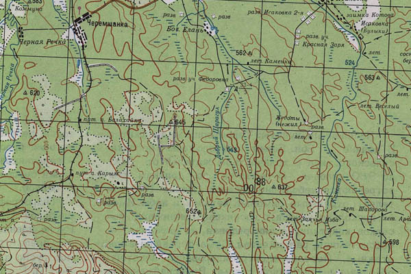 Уменьшенный фрагмент представленной топографической карты N-47-30 - Trasa.ru