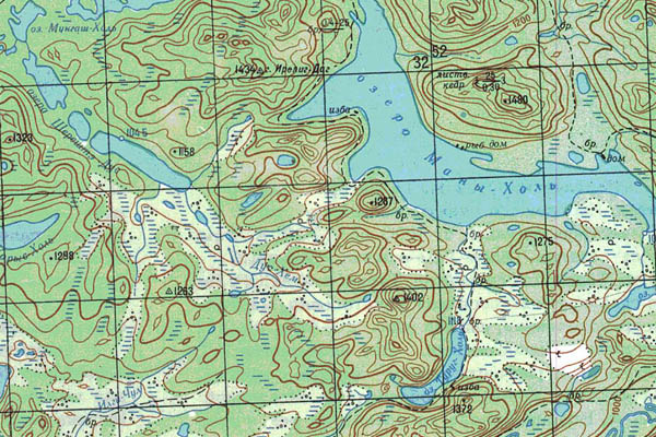 Уменьшенный фрагмент представленной топографической карты N-47-31 - Trasa.ru