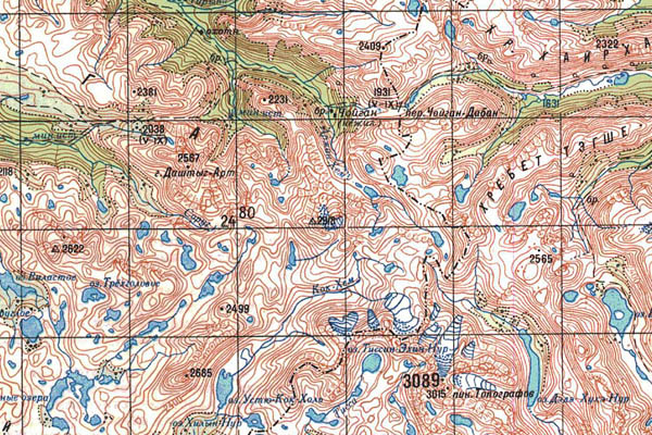 Уменьшенный фрагмент представленной топографической карты N-47-33 - Trasa.ru