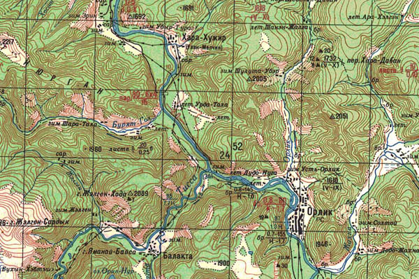 Уменьшенный фрагмент представленной топографической карты N-47-34 - Trasa.ru
