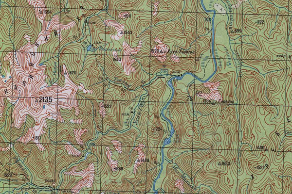 Уменьшенный фрагмент представленной топографической карты N-47-36 - Trasa.ru