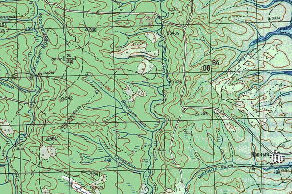 Уменьшенный фрагмент представленной топографической карты N-48-01 - Trasa.ru