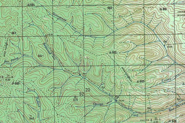 Уменьшенный фрагмент представленной топографической карты N-48-02 - Trasa.ru