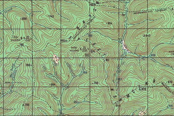Уменьшенный фрагмент представленной топографической карты N-48-03 - Trasa.ru
