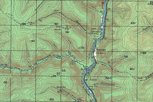 Уменьшенный фрагмент представленной топографической карты N-48-04 - Trasa.ru