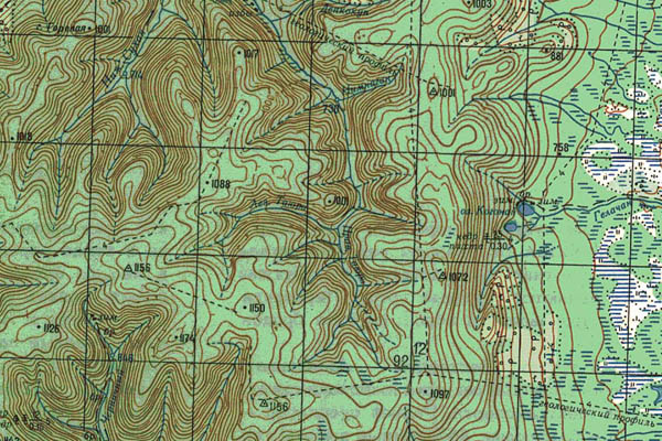 Уменьшенный фрагмент представленной топографической карты N-48-05 - Trasa.ru