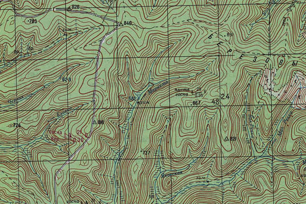 Уменьшенный фрагмент представленной топографической карты N-48-14 - Trasa.ru