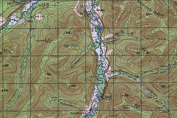 Уменьшенный фрагмент представленной топографической карты N-48-15 - Trasa.ru