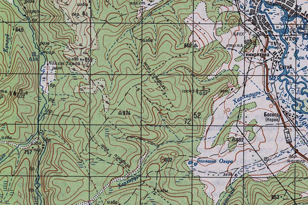 Уменьшенный фрагмент представленной топографической карты N-48-22 - Trasa.ru