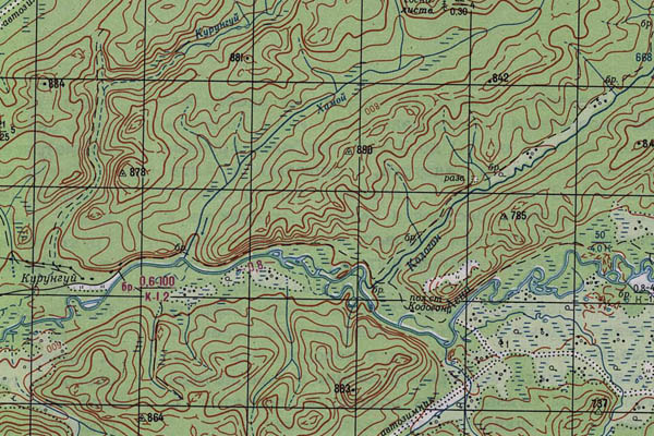 Уменьшенный фрагмент представленной топографической карты N-48-23 - Trasa.ru