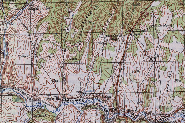 Уменьшенный фрагмент представленной топографической карты N-48-26 - Trasa.ru