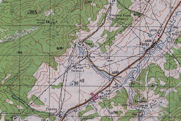 Уменьшенный фрагмент представленной топографической карты N-48-28 - Trasa.ru