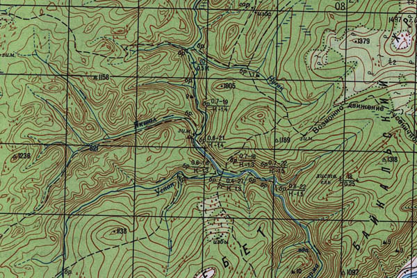 Уменьшенный фрагмент представленной топографической карты N-48-29 - Trasa.ru