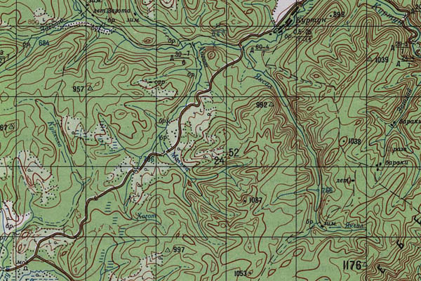 Уменьшенный фрагмент представленной топографической карты N-48-34 - Trasa.ru