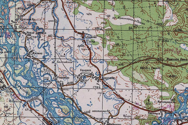 Уменьшенный фрагмент представленной топографической карты N-48-35 - Trasa.ru