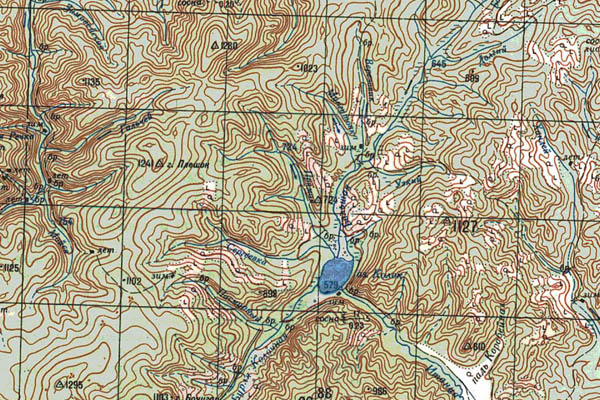 Уменьшенный фрагмент представленной топографической карты N-48-36 - Trasa.ru