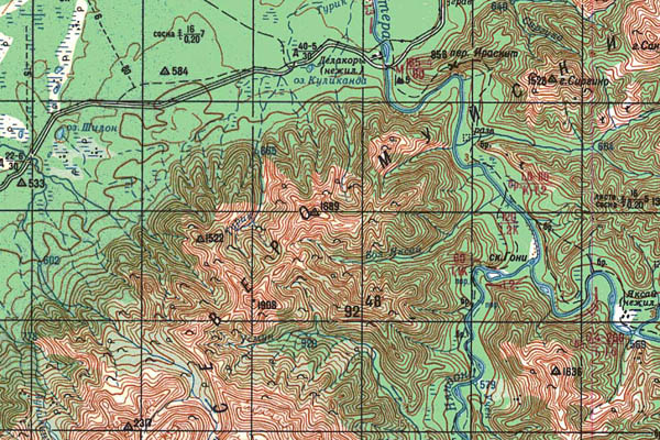 Уменьшенный фрагмент представленной топографической карты N-49-04 - Trasa.ru