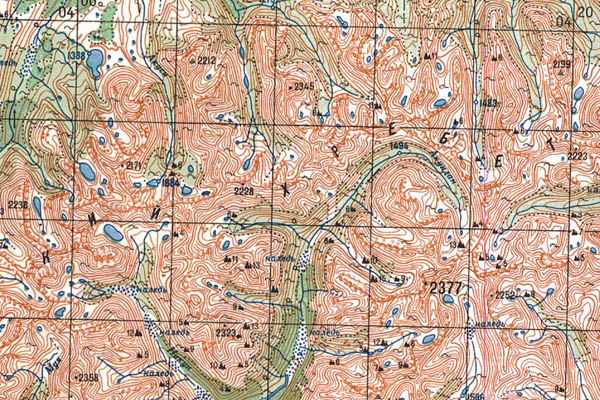 Уменьшенный фрагмент представленной топографической карты N-49-05 - Trasa.ru