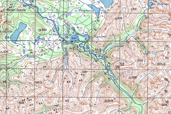 Уменьшенный фрагмент представленной топографической карты N-49-10 - Trasa.ru