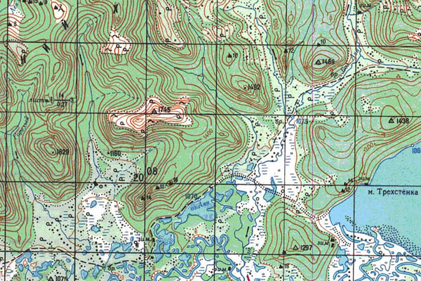 Уменьшенный фрагмент представленной топографической карты N-49-11 - Trasa.ru
