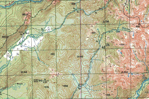 Уменьшенный фрагмент представленной топографической карты N-49-14 - Trasa.ru