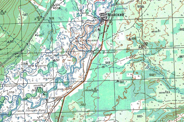 Уменьшенный фрагмент представленной топографической карты N-49-15 - Trasa.ru