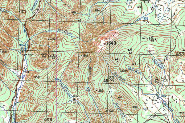 Уменьшенный фрагмент представленной топографической карты N-49-18 - Trasa.ru