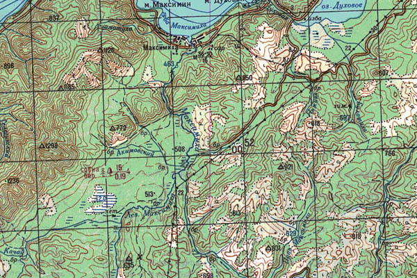 Уменьшенный фрагмент представленной топографической карты N-49-25 - Trasa.ru